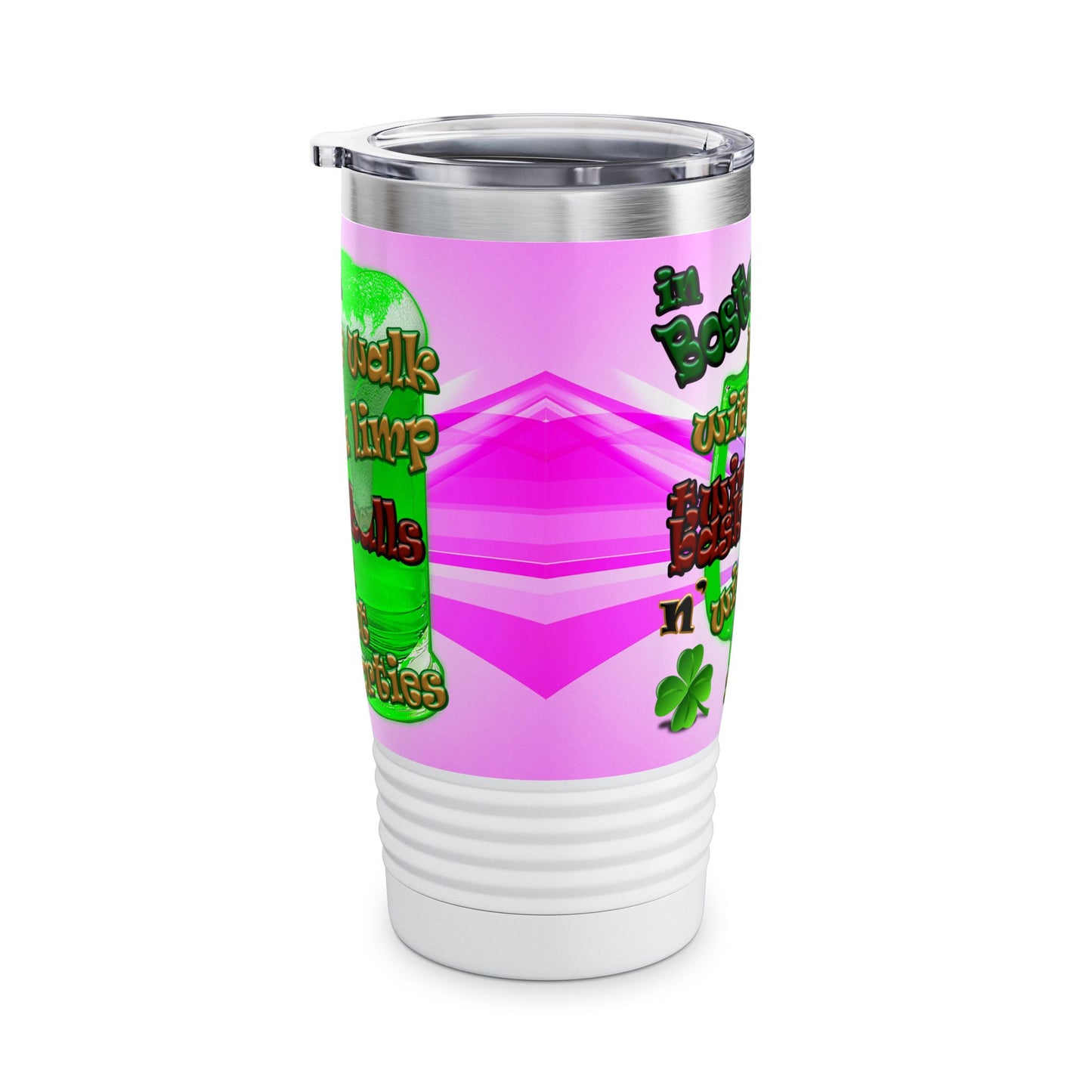 celtics logo - Ringneck Tumbler, 20oz (light blue-pink wave)