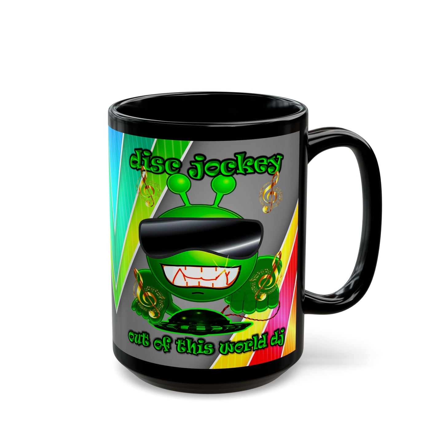 disc jockey - Black Mug (rainbow split)