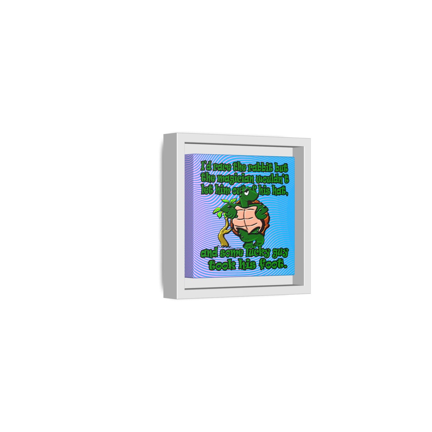 turtle race - framed canvas art (light blue-purple wave)