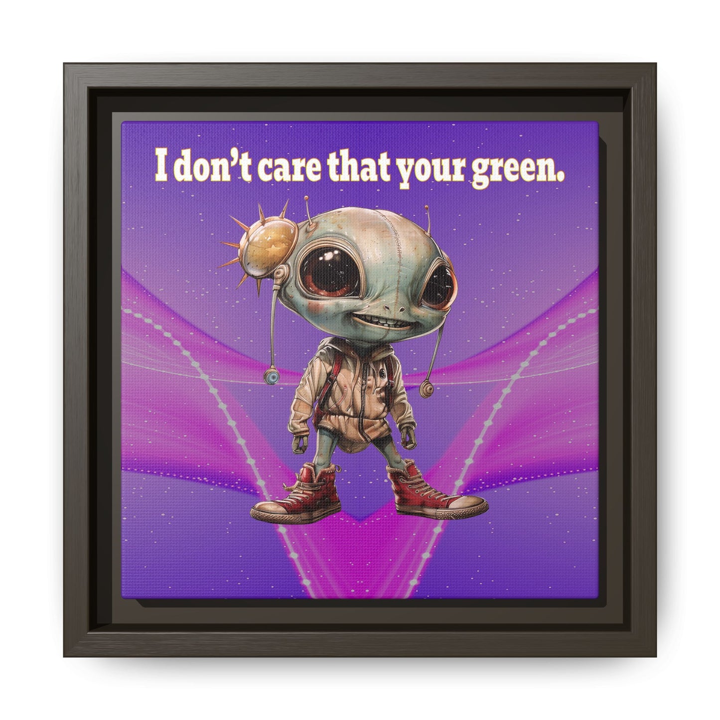 I don't care that your green - framed canvas art (purple-pink wave)