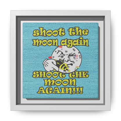 shoot the moon again - framed canvas art (faded blue)