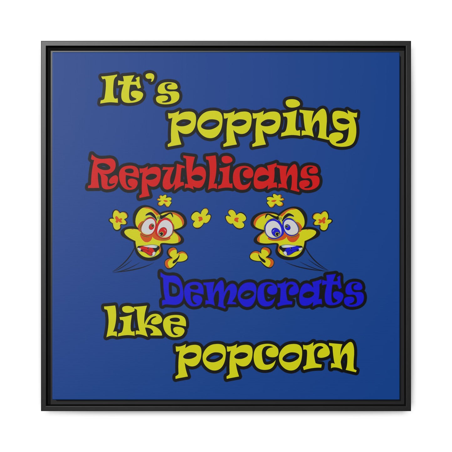 popping like popcorn - framed canvas art (dark blue)
