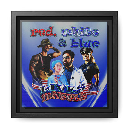 rw&b lives matter - framed canvas art (blue-white wave)