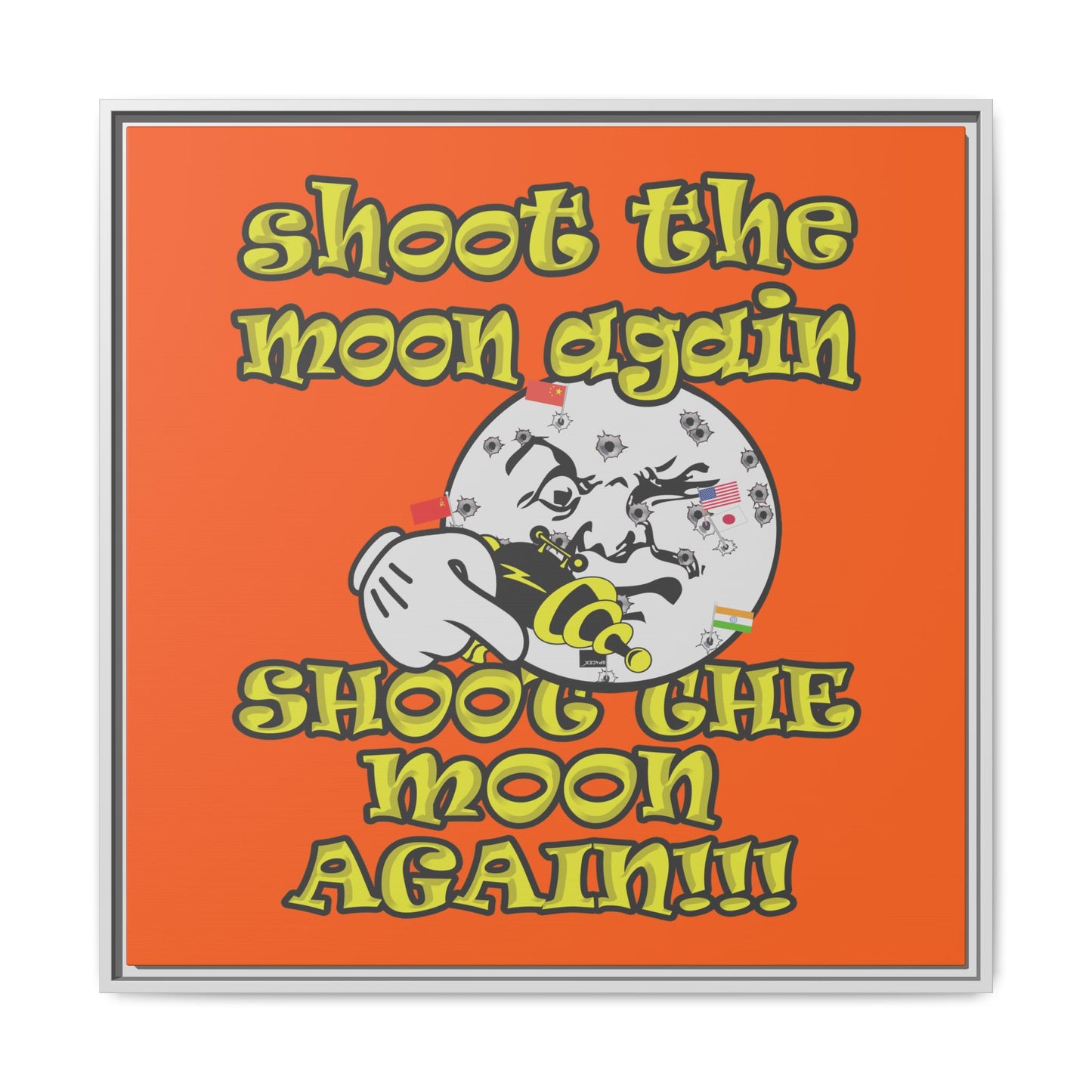shoot the moon again - framed canvas art (orange)