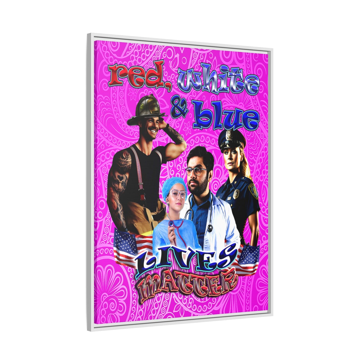 rw&b lives matter - framed canvas art (pink swirl)