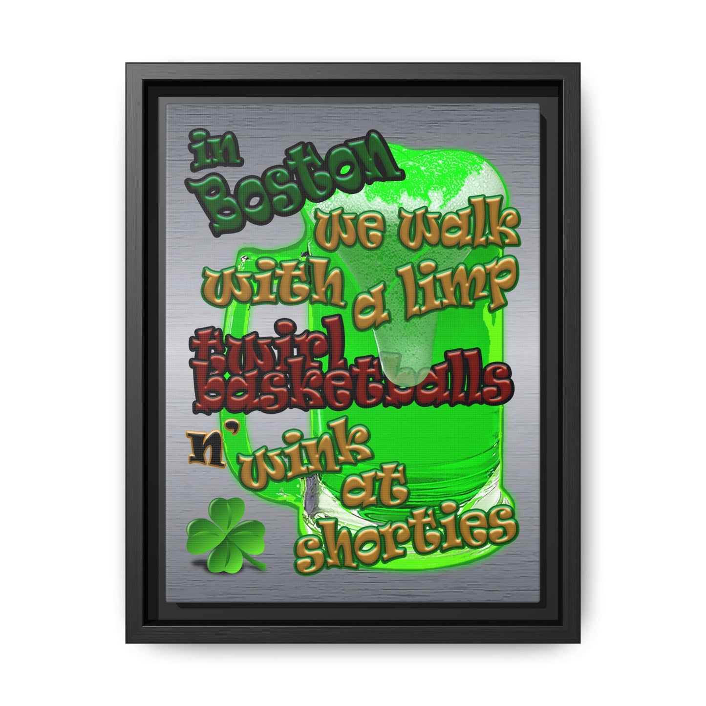 celtics logo - framed canvas art (brushed nickel)
