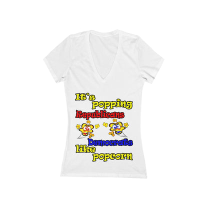 popping like popcorn - Women's Jersey Short Sleeve Deep V-Neck Tee