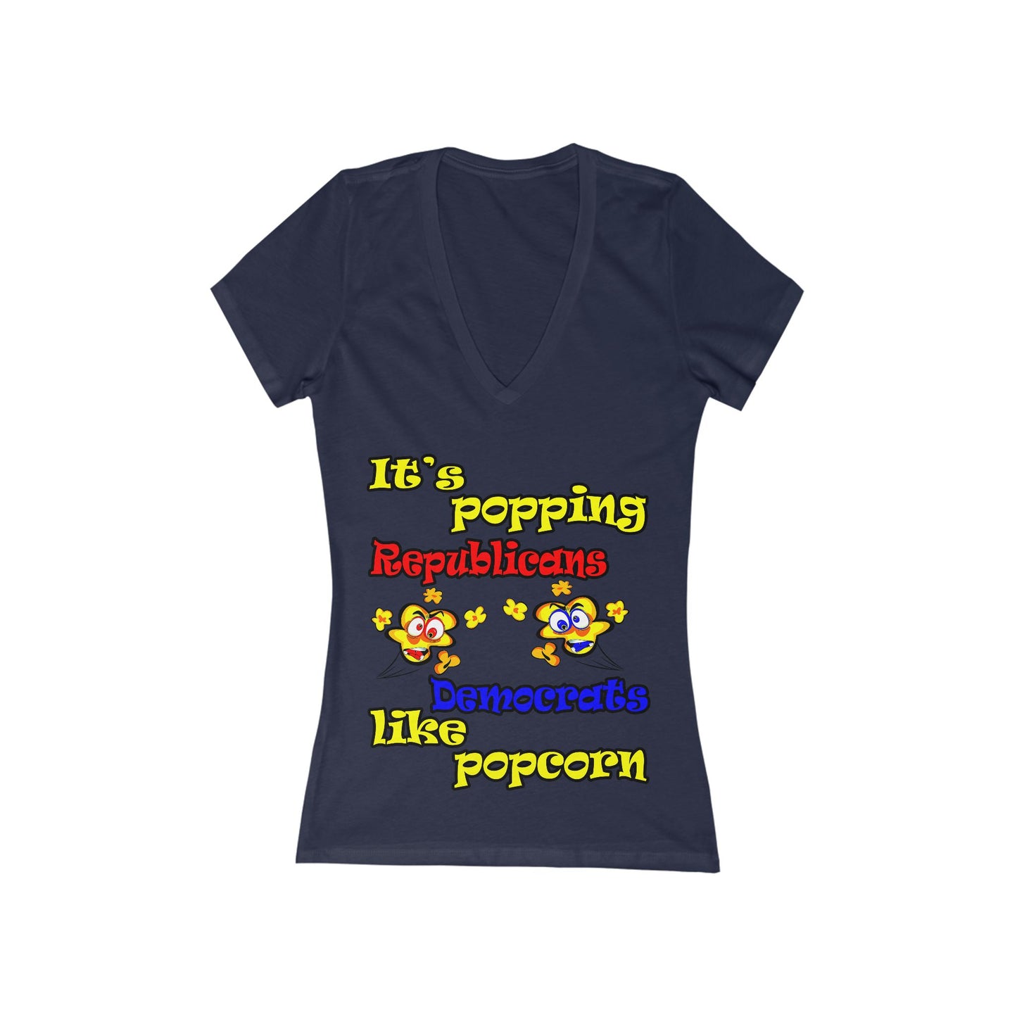 popping like popcorn - Women's Jersey Short Sleeve Deep V-Neck Tee