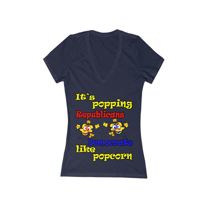 popping like popcorn - Women's Jersey Short Sleeve Deep V-Neck Tee