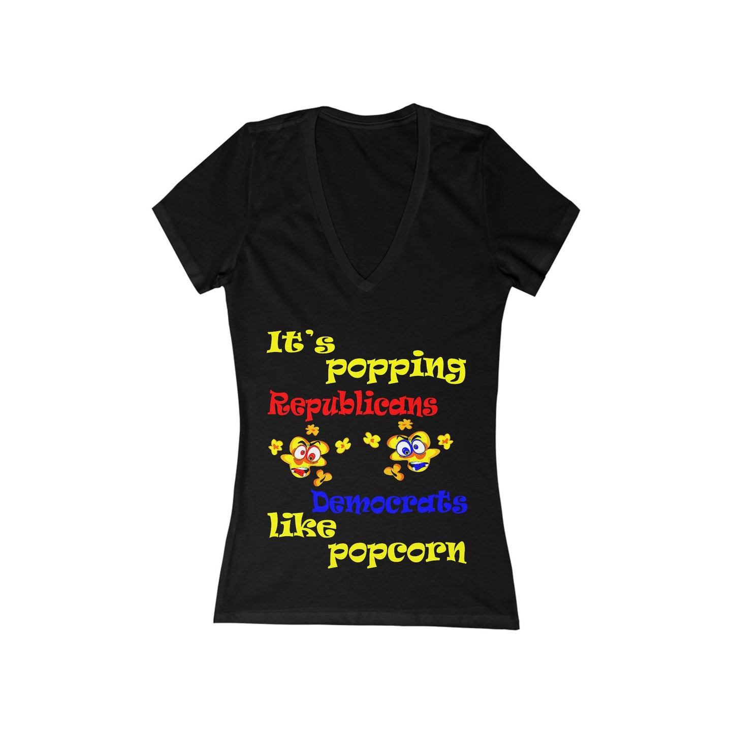 popping like popcorn - Women's Jersey Short Sleeve Deep V-Neck Tee