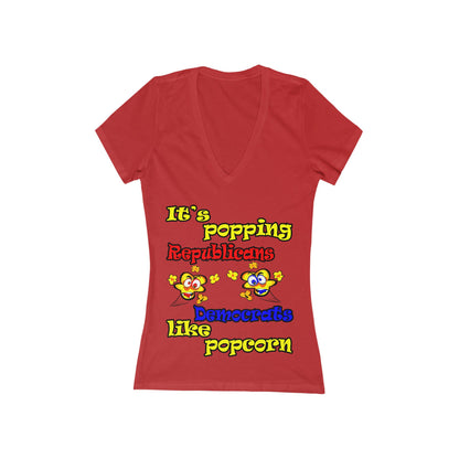 popping like popcorn - Women's Jersey Short Sleeve Deep V-Neck Tee
