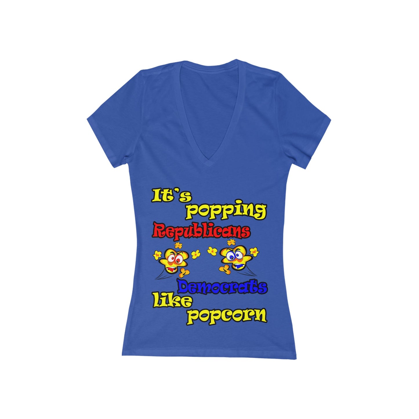popping like popcorn - Women's Jersey Short Sleeve Deep V-Neck Tee