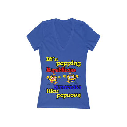 popping like popcorn - Women's Jersey Short Sleeve Deep V-Neck Tee