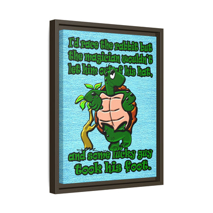 turtle race - framed canvas art (faded blue)