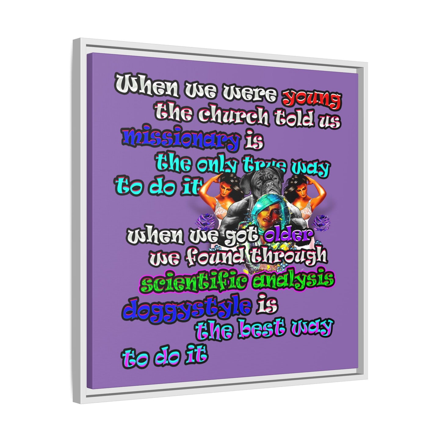 doggystyle - framed canvas art (light purple)