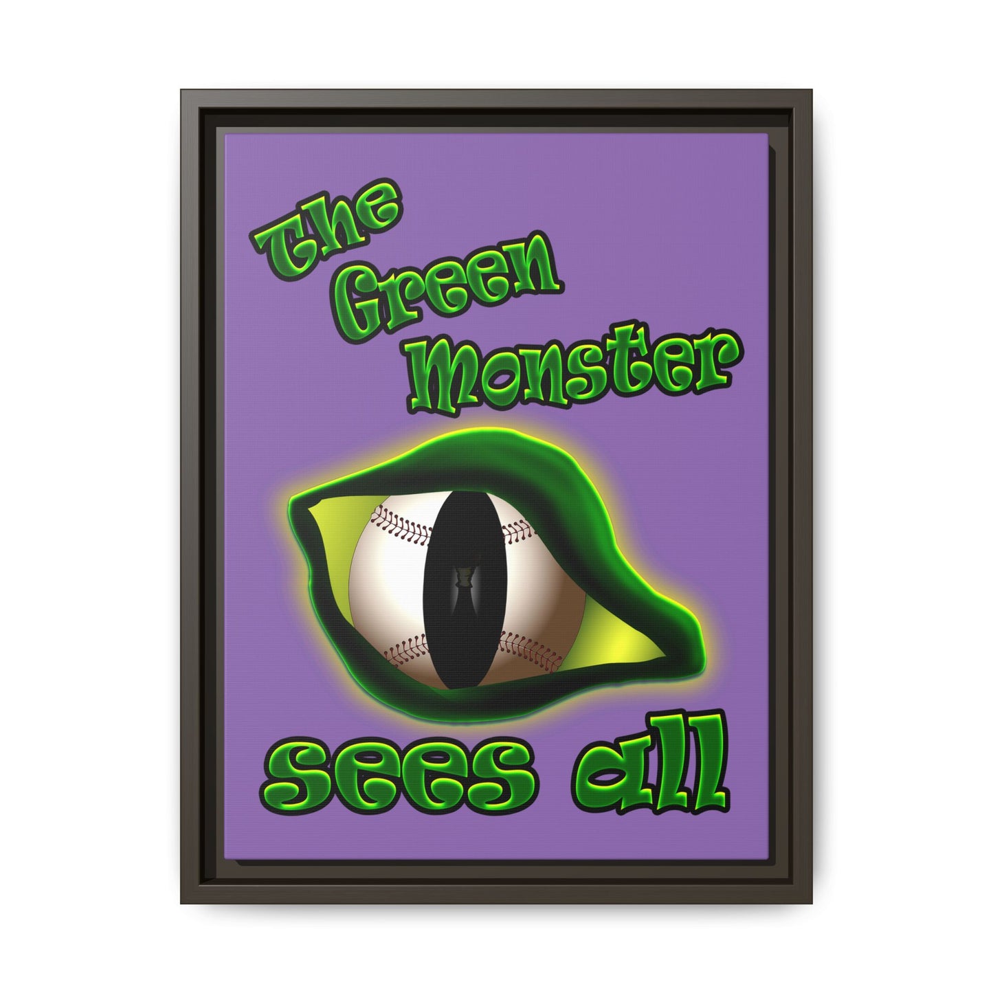 green monster - framed canvas art (light purple)