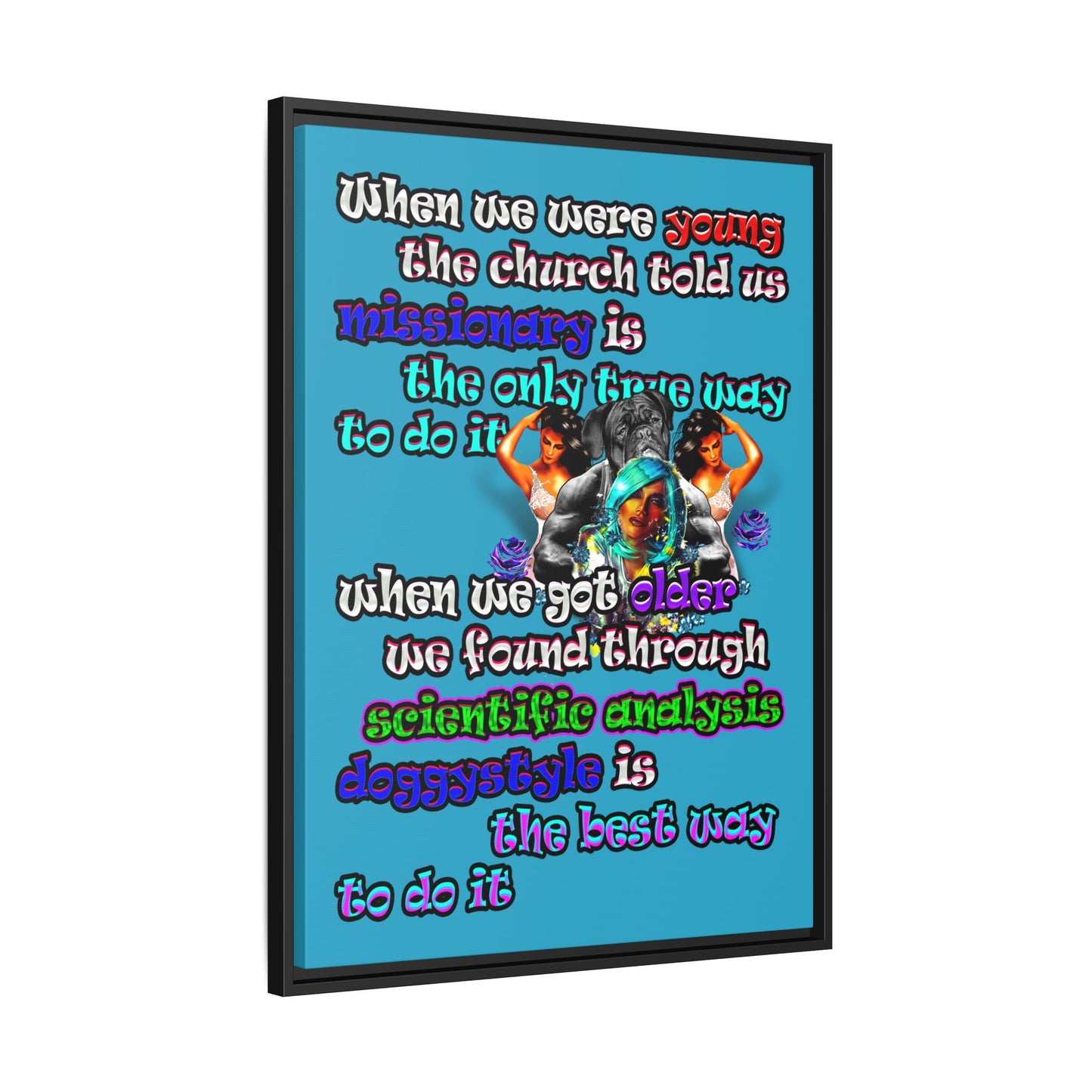doggystyle - framed canvas art (turquoise)