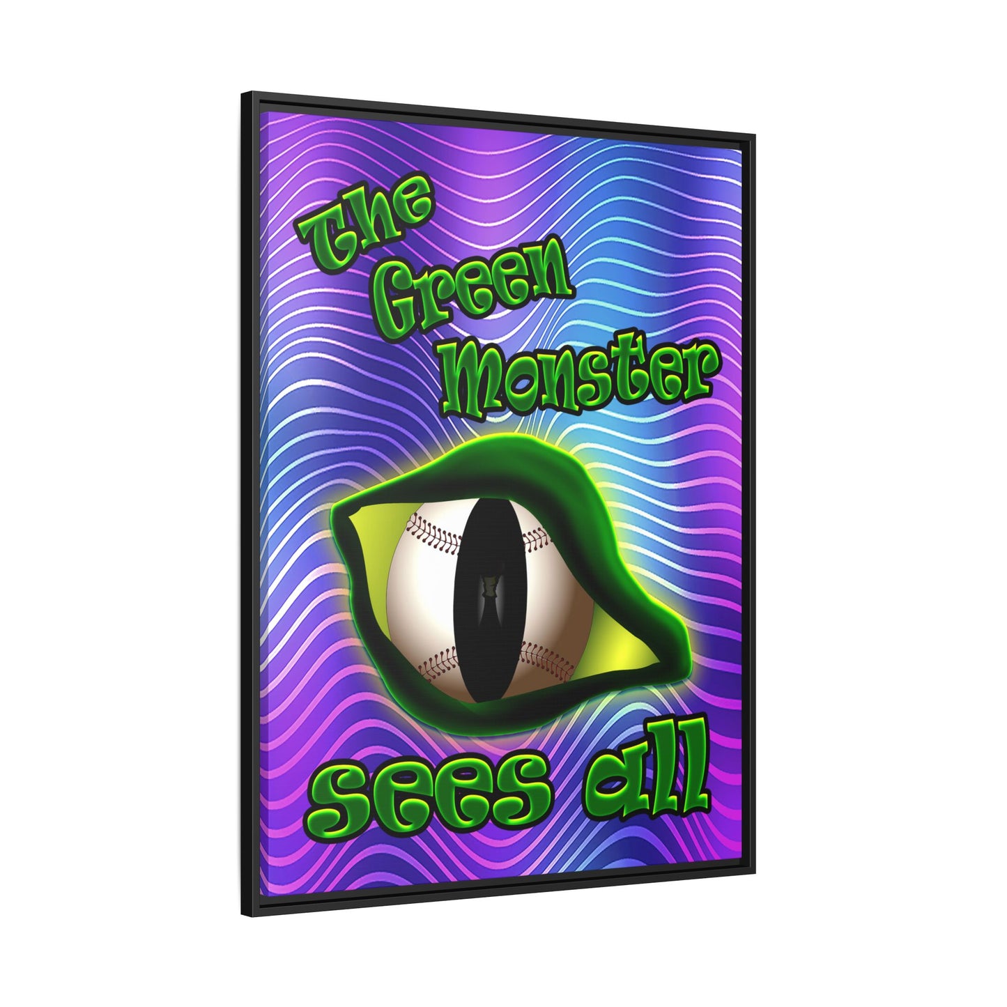 green monster - framed canvas art (purple wave)