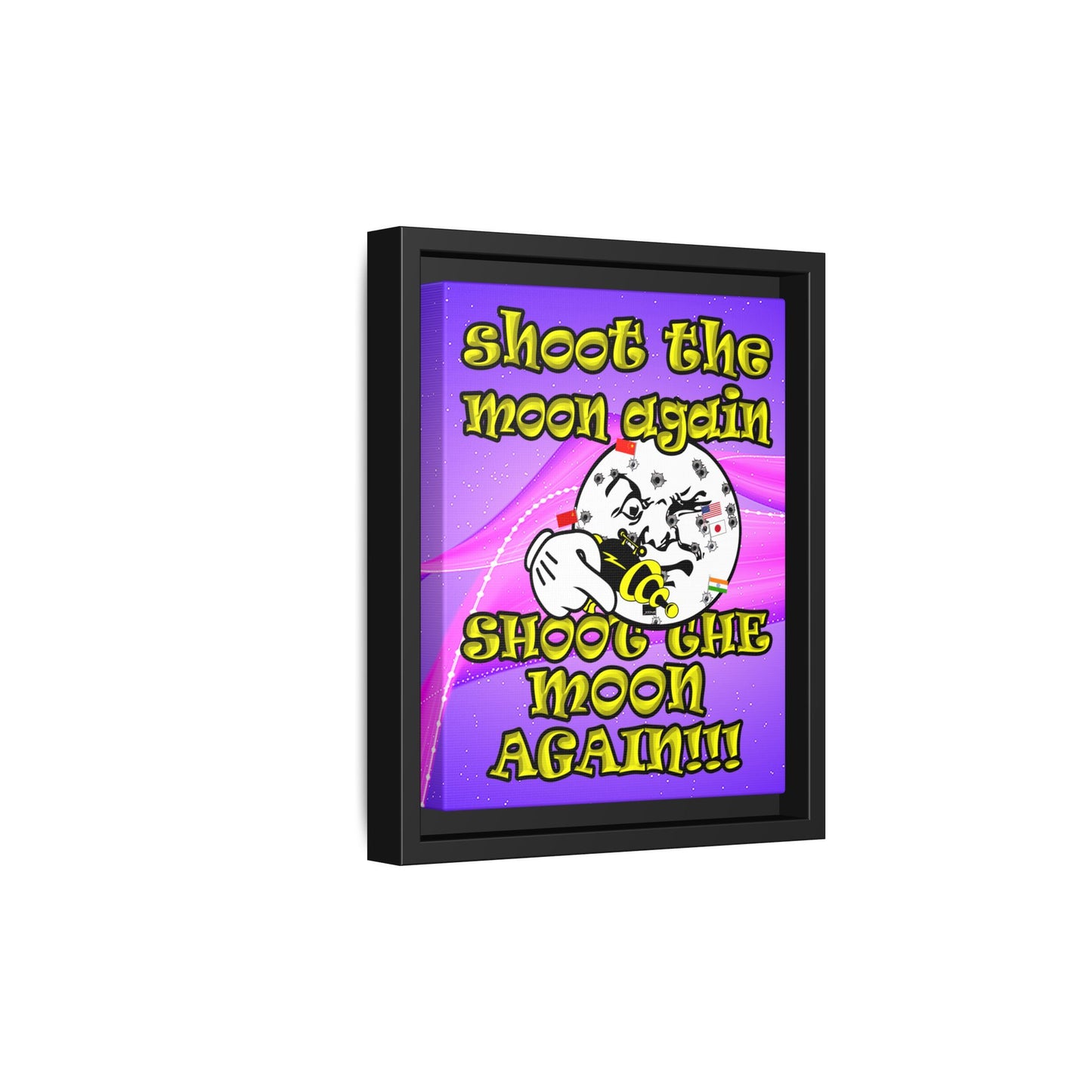 shoot the moon again - framed canvas art (purple-pink wave)