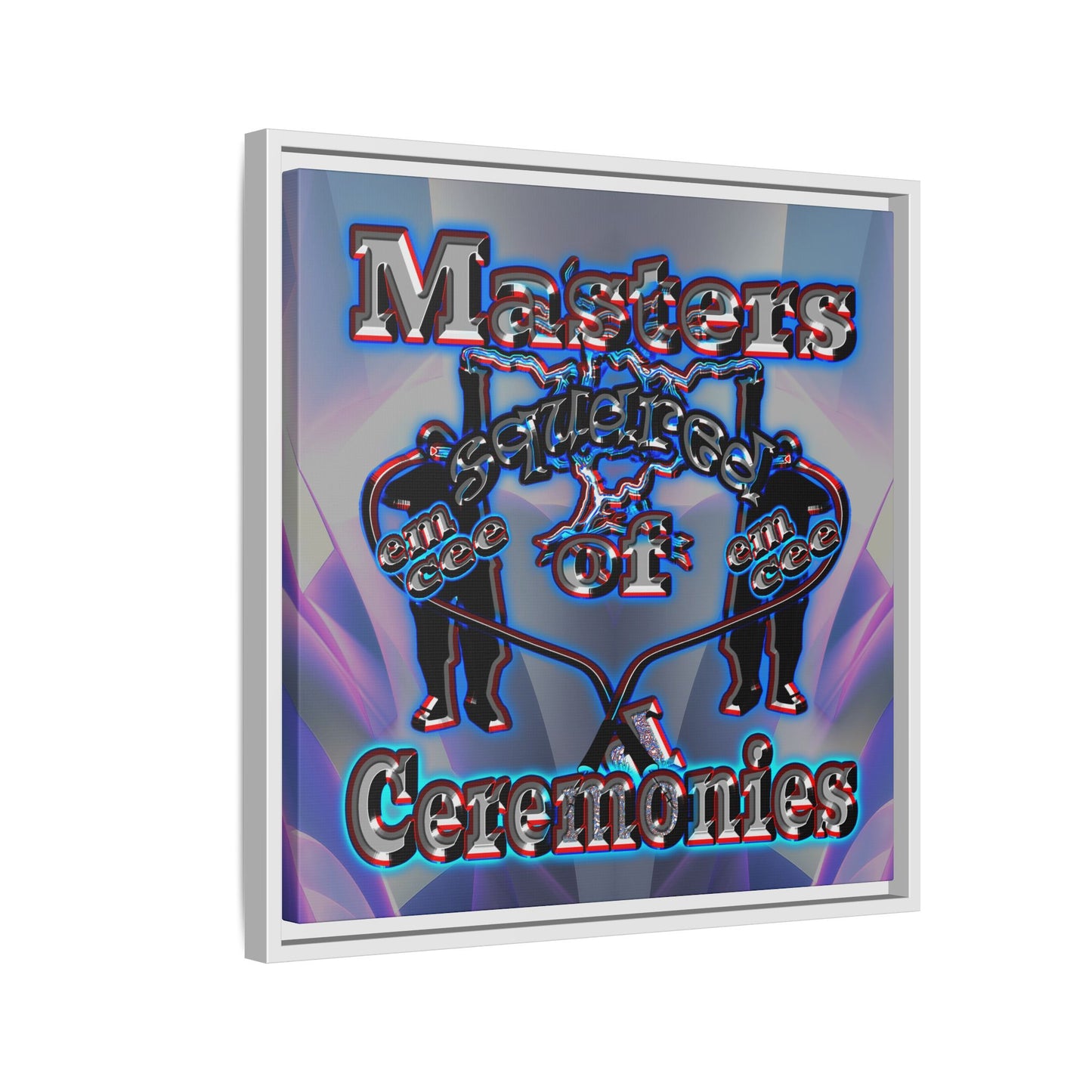 em cee squared - framed canvas art (grey-pink wave)