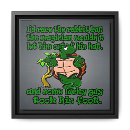 turtle race - framed canvas art (grey-light grey)