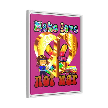 love peace - framed canvas art (pink)