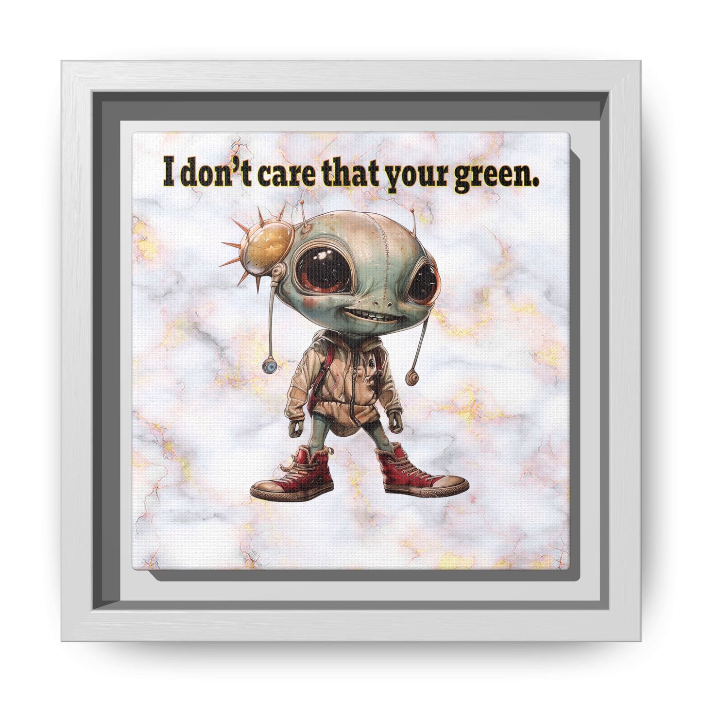 I don't care that your green - framed canvas art (white marble)