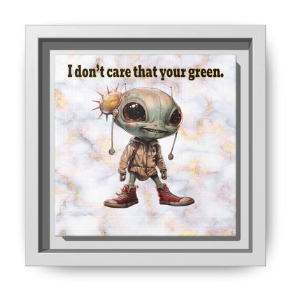 I don't care that your green - framed canvas art (white marble)