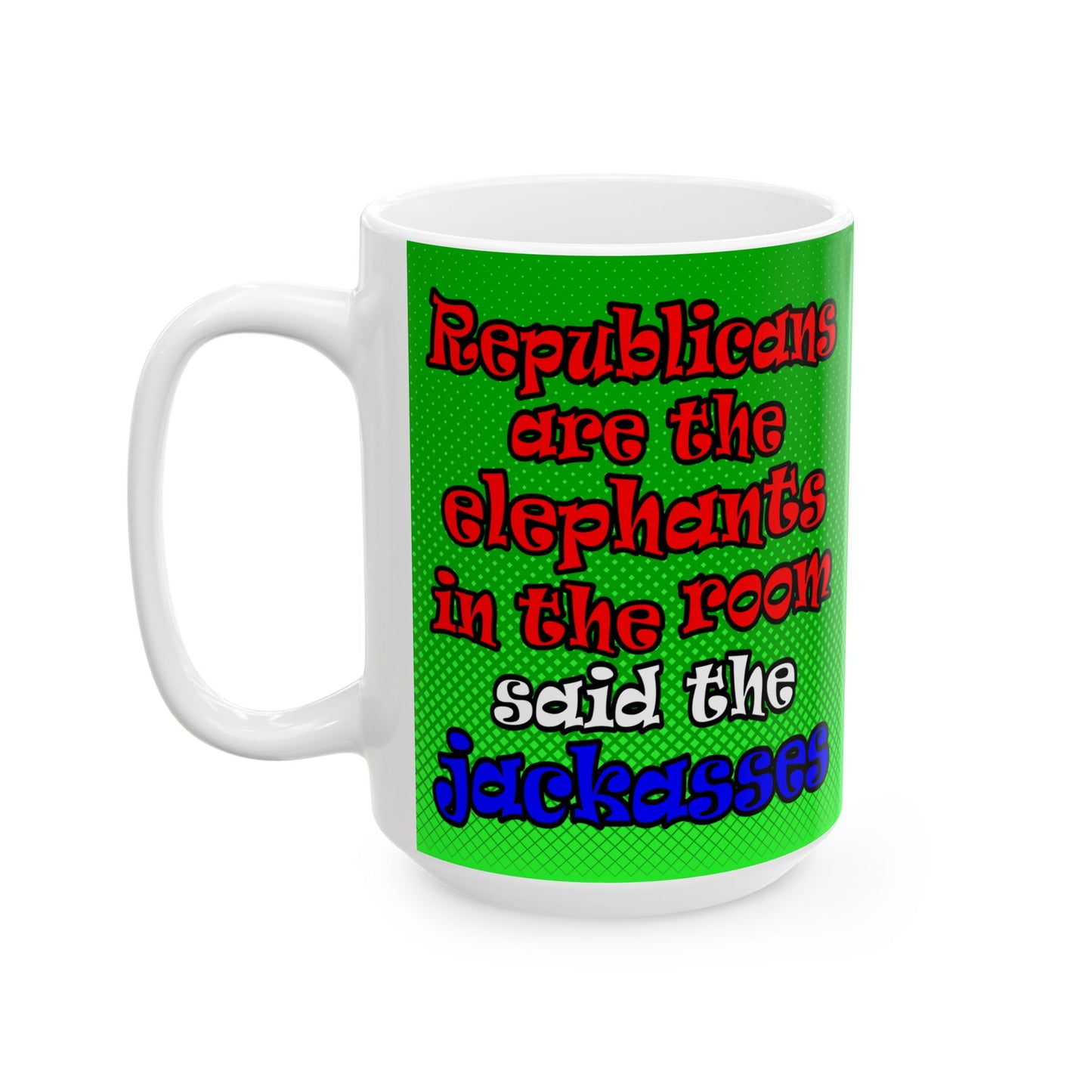 donkeys and elephants - White Mug (logo green)