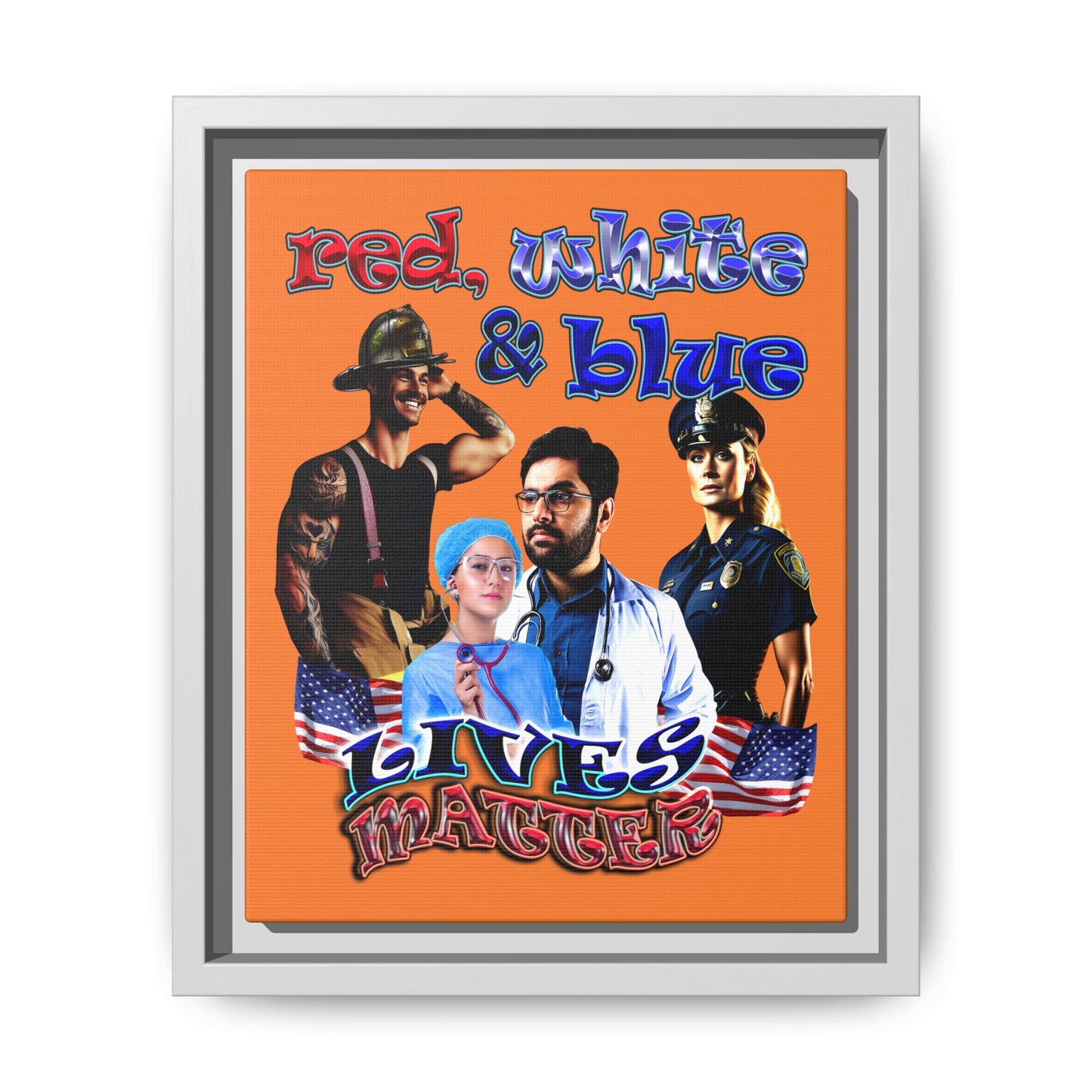 rw&b lives matter - framed canvas art (crusta)