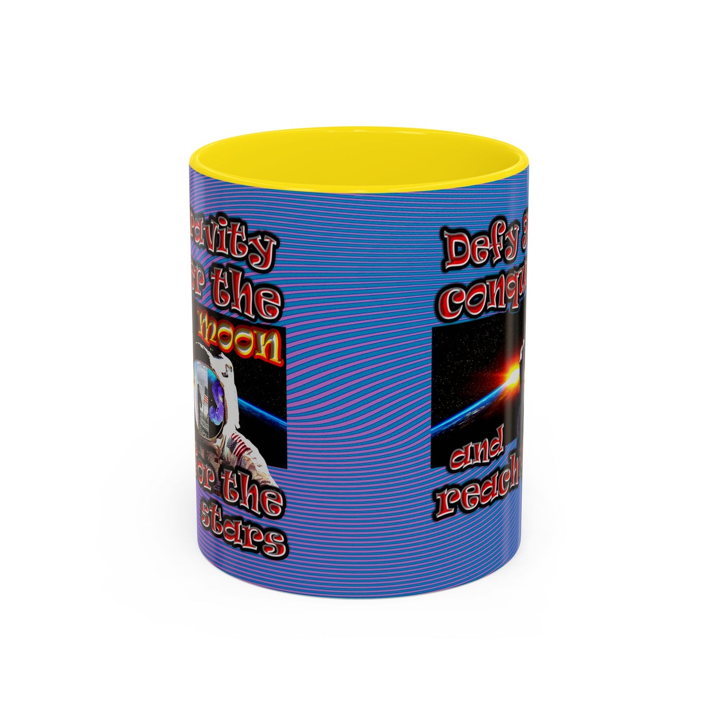defy conquer reach - Accent Mug (light blue-purple wave)
