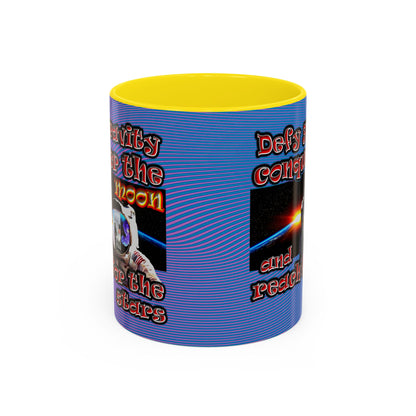 defy conquer reach - Accent Mug (light blue-purple wave)