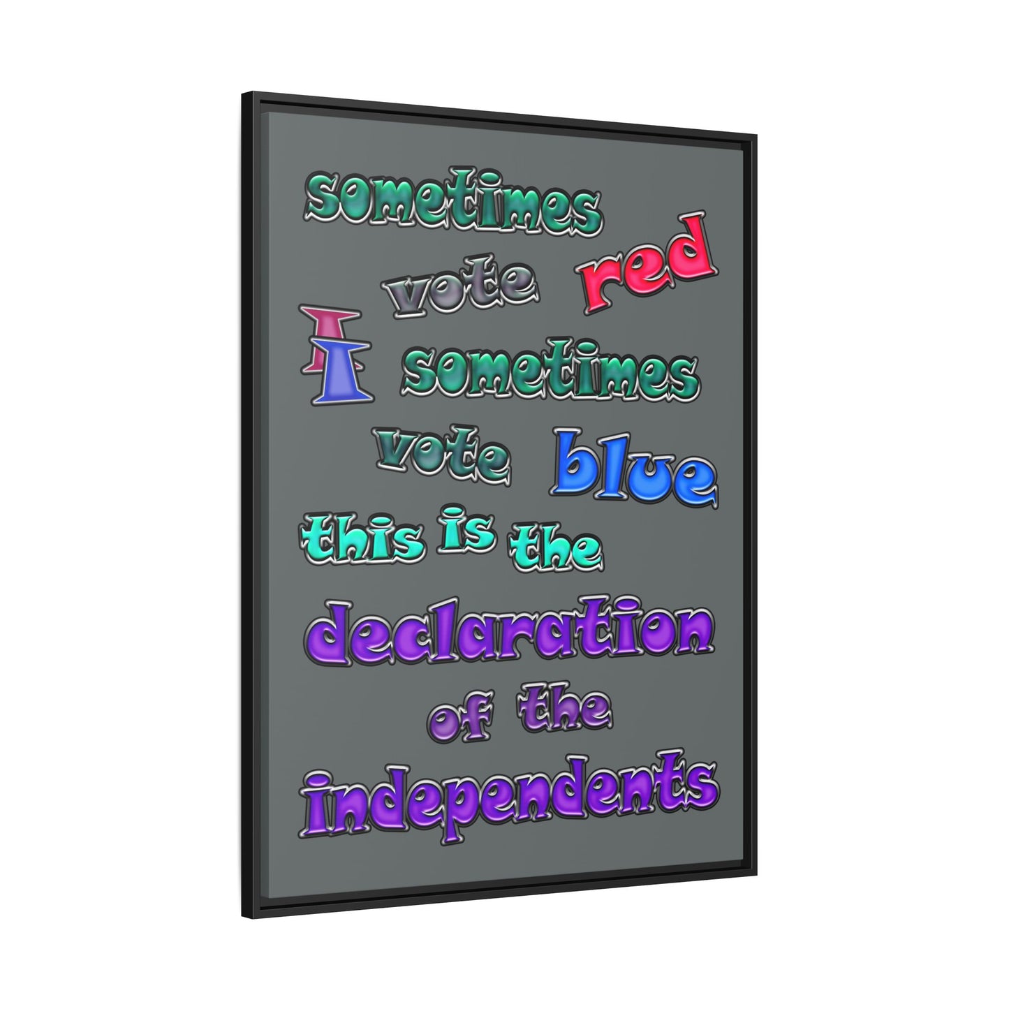 declaration of the independents - framed canvas art (dark grey)