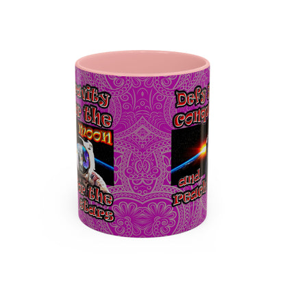 defy conquer reach - Accent Mug (pink swirl)
