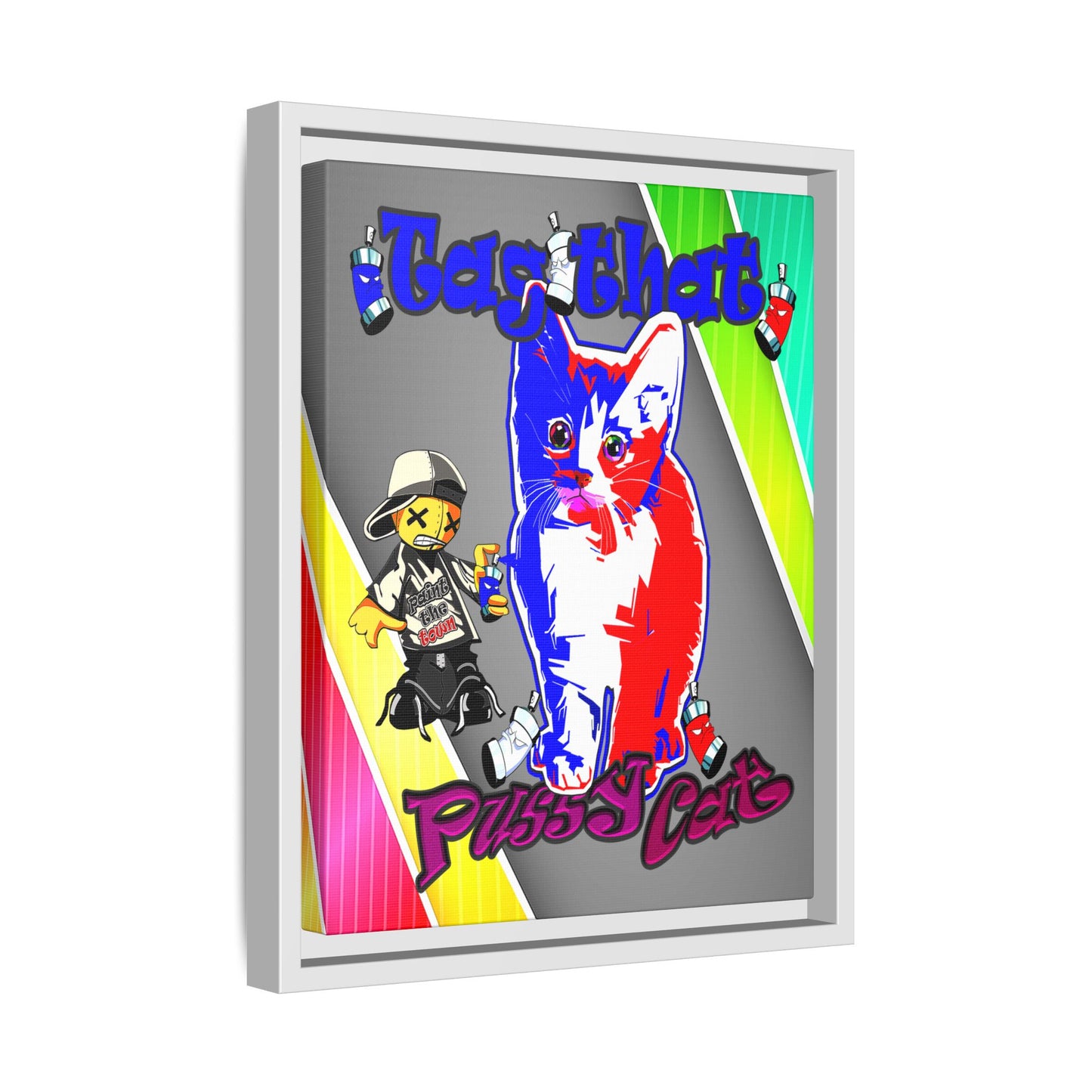tag that - framed canvas art (rainbow split)