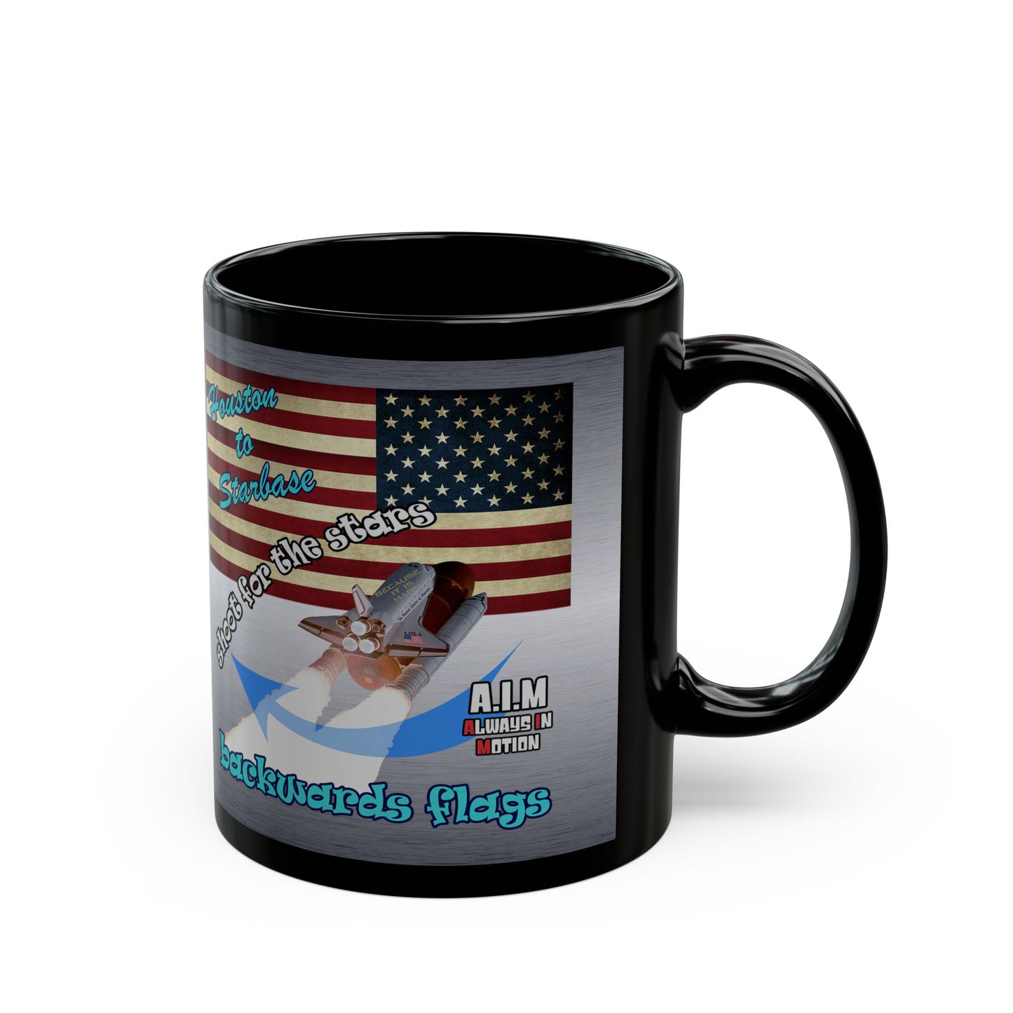 shoot for the stars - Black Mug (brushed nickel)