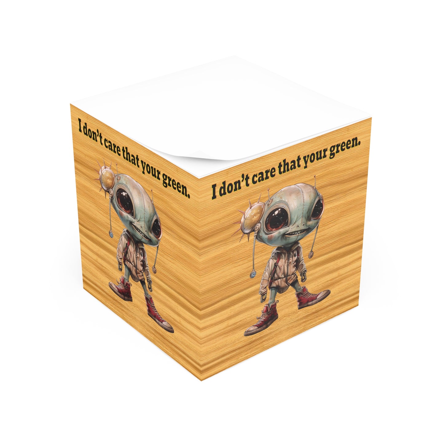 I don't care that your green - note cube (butterscotch wood finish)