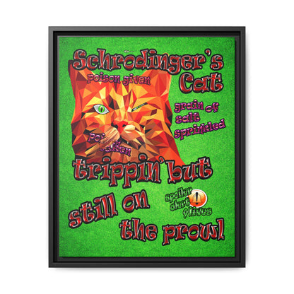 schrodinger's cat - framed canvas art (green turf)