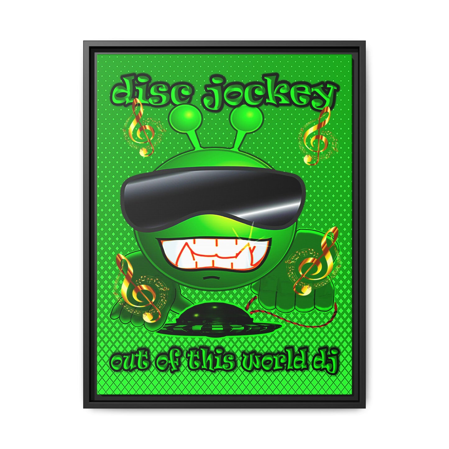 disc jockey - framed canvas art (logo green)