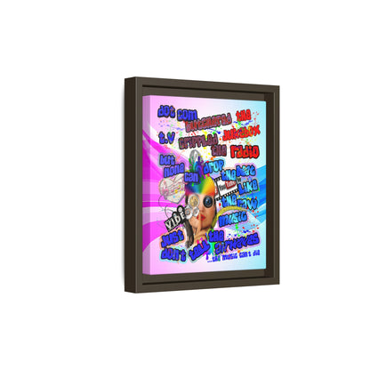 drop the beat - framed canvas art (light blue-pink wave)