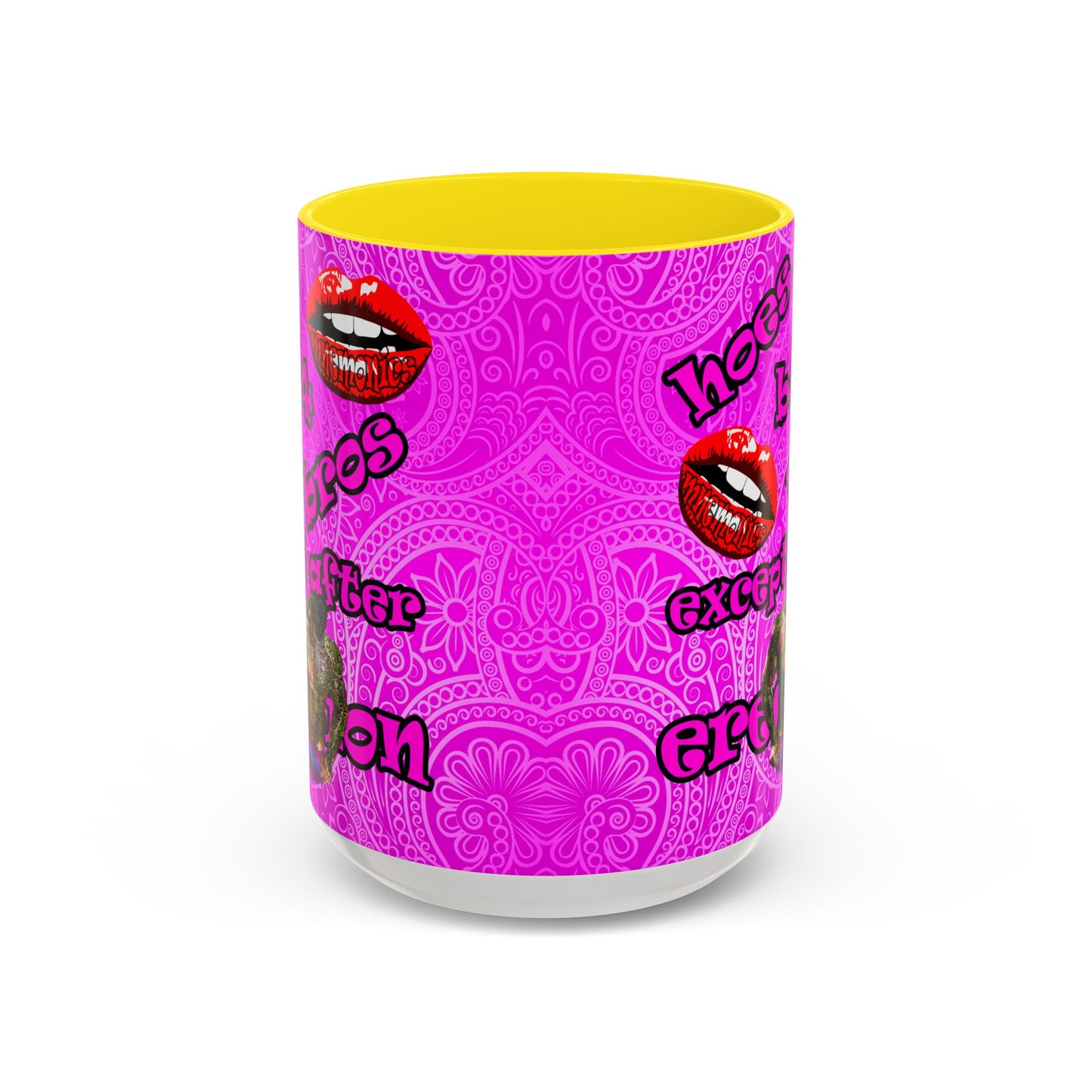 hoes b4 bros - Accent Mug (pink swirl)