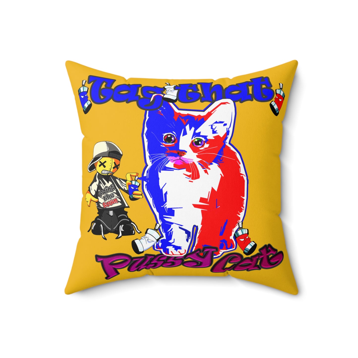 tag that - Spun Polyester Square Pillow - (yellow)