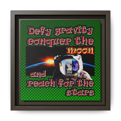 defy conquer reach - framed canvas art (logo green)