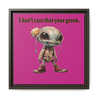 I don't care that your green - framed canvas art (pink)