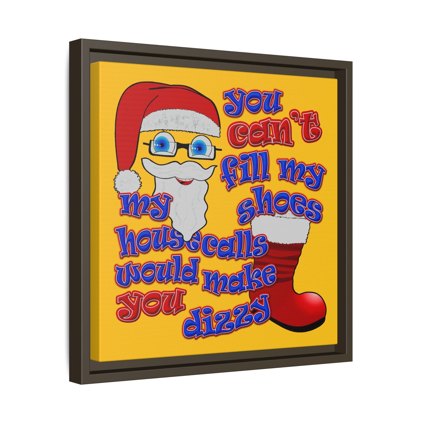 santa's shoes - framed canvas art (yellow)