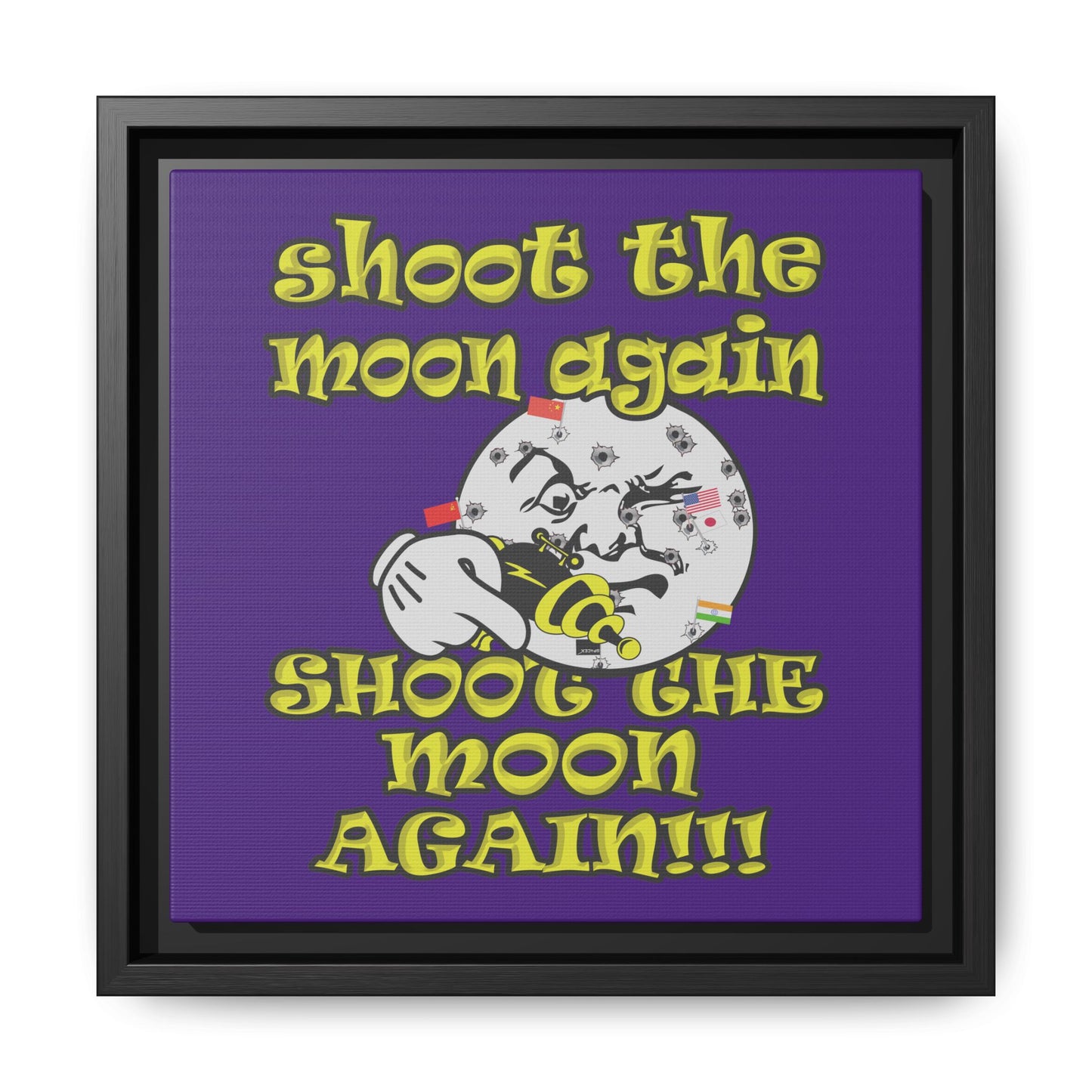 shoot the moon again - framed canvas art (purple)