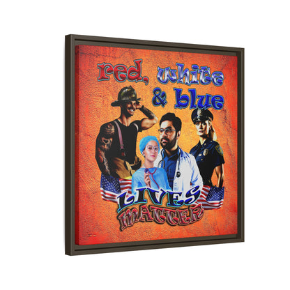 rw&b lives matter - framed canvas art (burnt orange)
