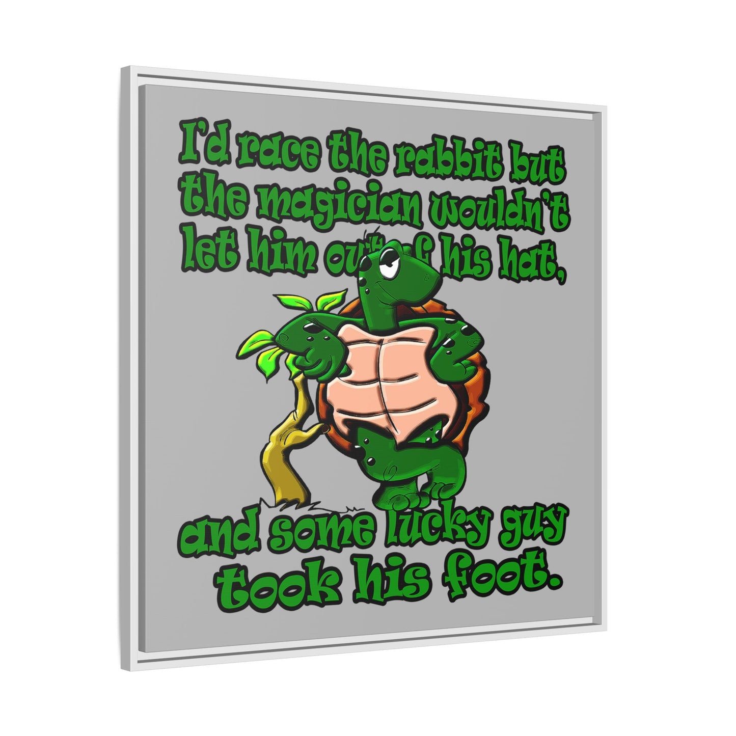 turtle race - framed canvas art (light grey)