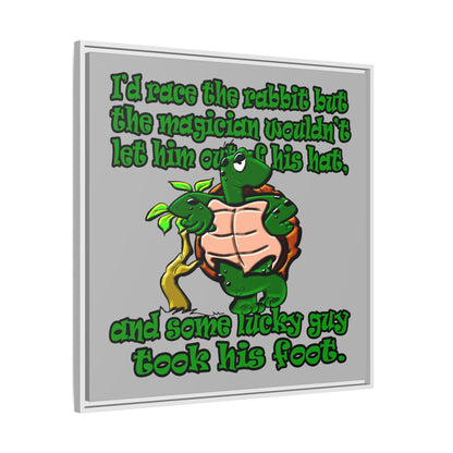 turtle race - framed canvas art (light grey)