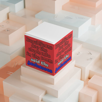 donkeys and elephants - note cube (red)